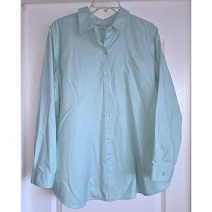 Coldwater Creek Mint Long Sleeve No Iron Button Down Shirt Women Sz L/14 Office